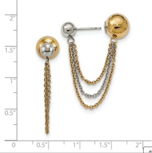New Two Tone Chain Drop Earrings Triple Chain Earrings Drop & Dangle Earrings - Picture 2 of 6